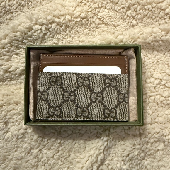 Gucci Monogram Beige and Brown Card Holder